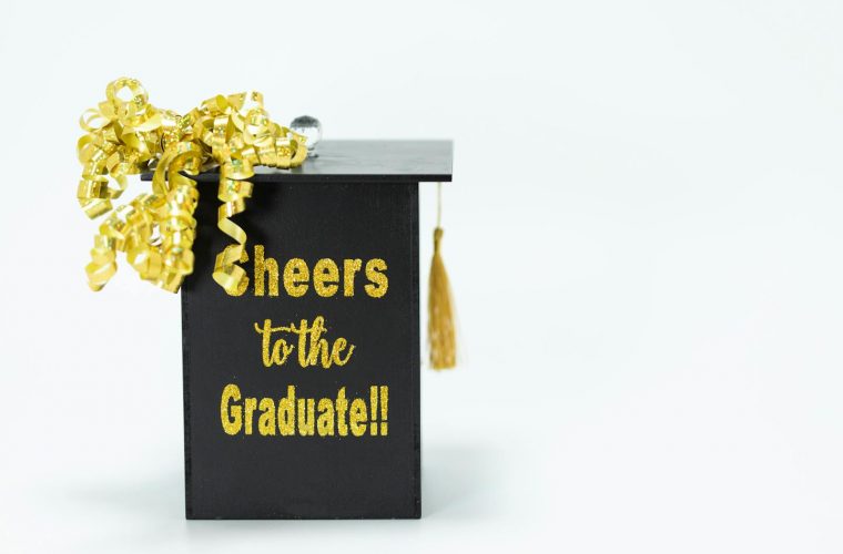 Black Graduation Cap on White Background